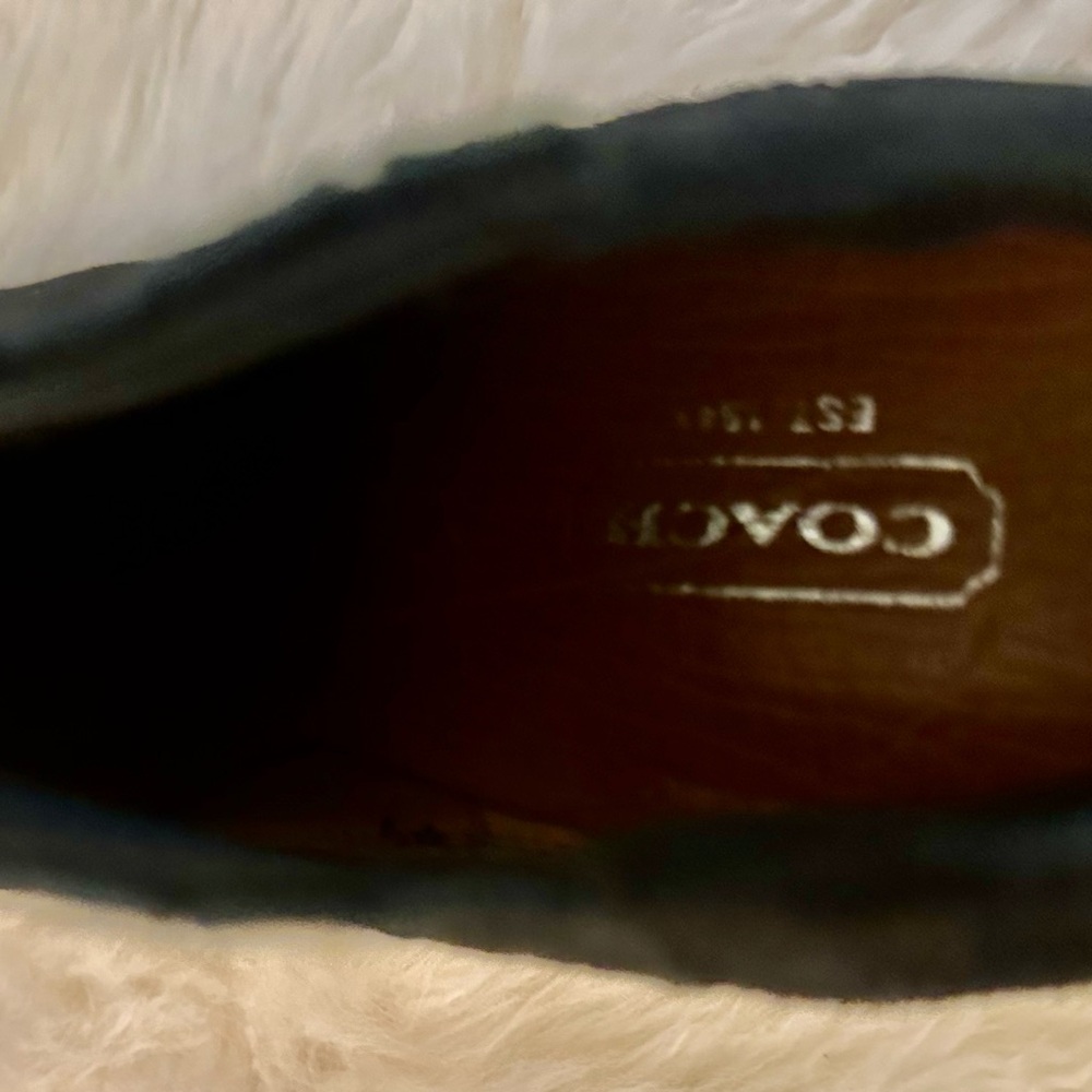 COACH Dovelyn Booties Black Suede Tortoise Spike Heel Pull On Shoes Womens 9B - Picture 11 of 12